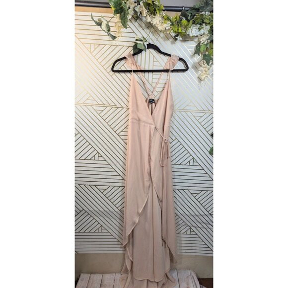 LULU'S Women's Here's To Us Blush Pink High Low Wrap Dress Maxi Size XS NEW - Picture 1 of 8
